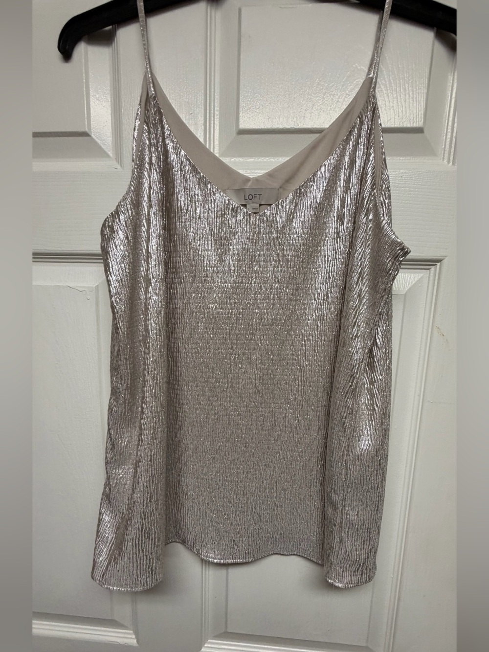 LOFT Metallic Silver V-Neck Camisole